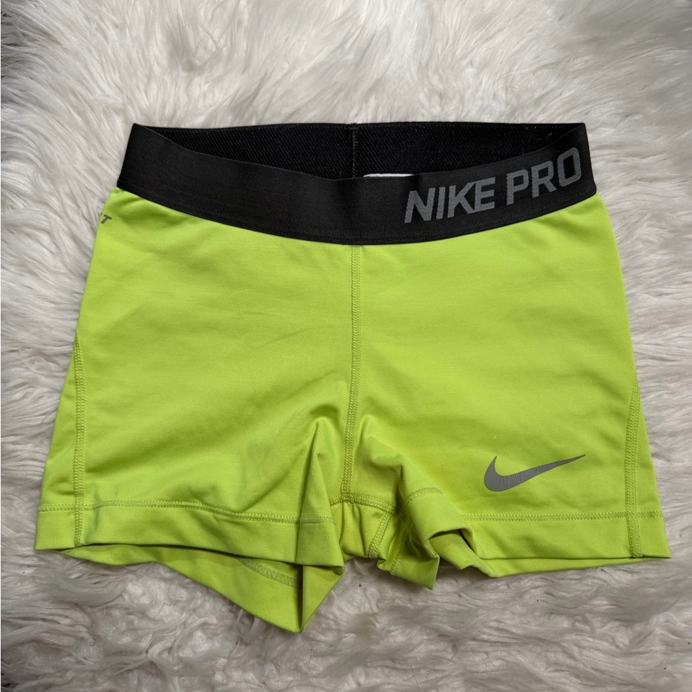 Nike Pro Women's Neon Green Athletic Shorts